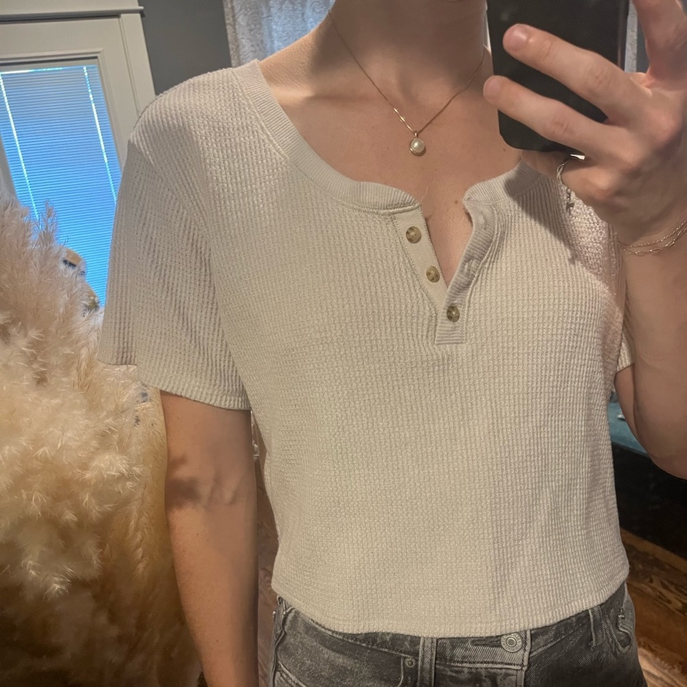 Multiple colors available. Cozy waffle crop tee.
